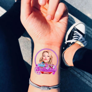 Party Tattoo For Birthday, Custom Photo And Texts Temporary Tattoo, Personalized Tattoo, Fake Tattoo