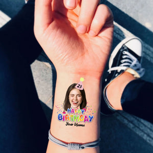 Welcome Birthday Party Tattoo, Custom Photo And Texts Temporary Tattoo, Personalized Tattoo, Fake Tattoo