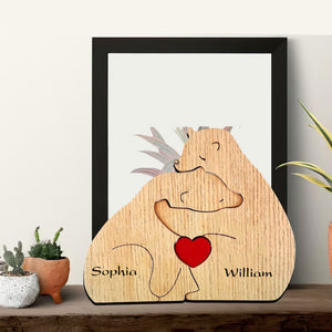 Personalized Bear Family Wooden Puzzle - Puzzle Wooden Bear Family - Wooden Pet Carvings, Gift For Family, Gift For Couple