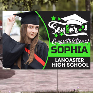 Senior 2024 Congratulations, Custom Photo, School Name And Your Name, Personalized Lawn Sign, Yard Sign, Gift For Graduation