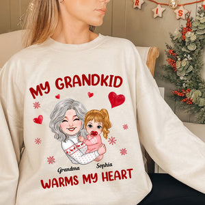 My Grandkid Warms My Heart, Custom Appearance And Names - Personalized T-Shirt - Gift For Family