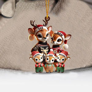 Deer Family Decor Christmas Ornament, Personalized Ornament