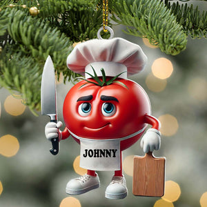 Tomato Chef Christmas Ornament, Personalized Ornament