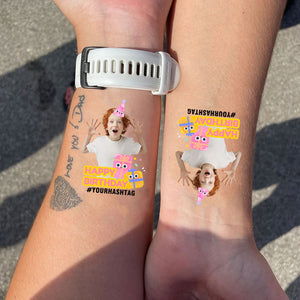 Gift Happy Birthday Custom Photo And Text Temporary Tattoo, Personalized Tattoo, Fake Tattoo