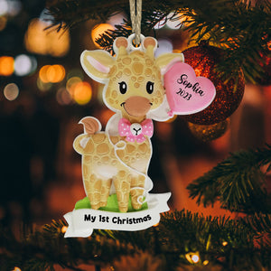 Baby Deer First Christmas Kid , Custom Appearance And Name- Personalized Ceramic Ornament - Gift For Christmas, Gift For Family