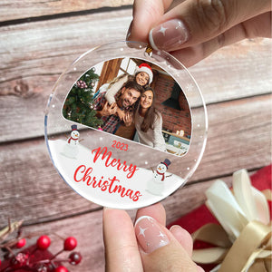 Merry Christmas Family Photo - Custom Photo, Personalized Acrylic Ornament - Gift For Christmas