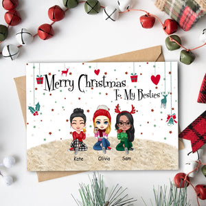 Merry Christmas To My Besties, Custom Appearances And Names - Personalized Christmas Card, Christmas Gift