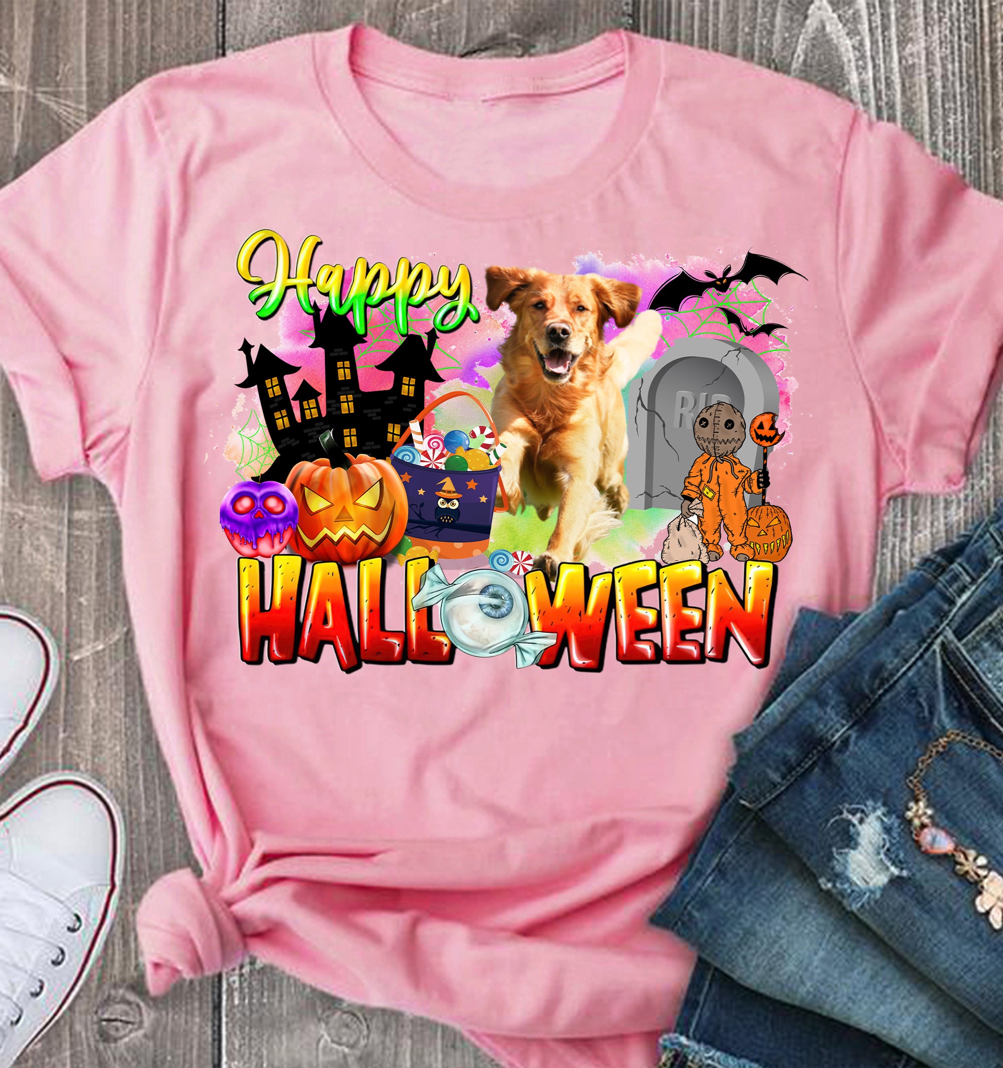 Happy Halloween, Personalized Light T-Shirt - Gift For Family, Friends, Pet Lovers