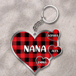 Family Gift, Custom Name And Title, Personalized Heart Acrylic Keychain - Gift For Family