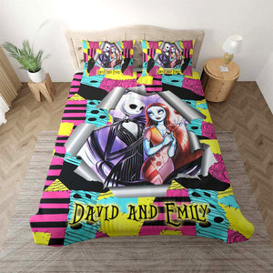 Personalized Bed Set Nightmare Before Christmas For Couple - Custome Name - Personalized Bedding Set