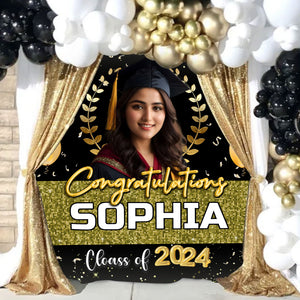 Congratulations Class Of 2024, Custom Photo And Name, Personalized Backdrop, Graduation Party Decorations, Gift For Graduation