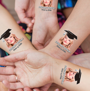 Congrats Class Of 2024, Custom Luminous Tattoo With Personalized Photo And Name, Fake Tattoo, Graduation Gift, Night Lighting Tattoo