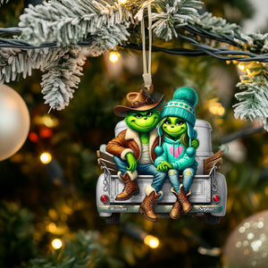 ELF Couple On Car Home Decor Christmas Ornament, Personalized Ornament