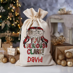 Christmas Decor Gift, Custom Background And Name, Personalized String Bag, Christmas Gift