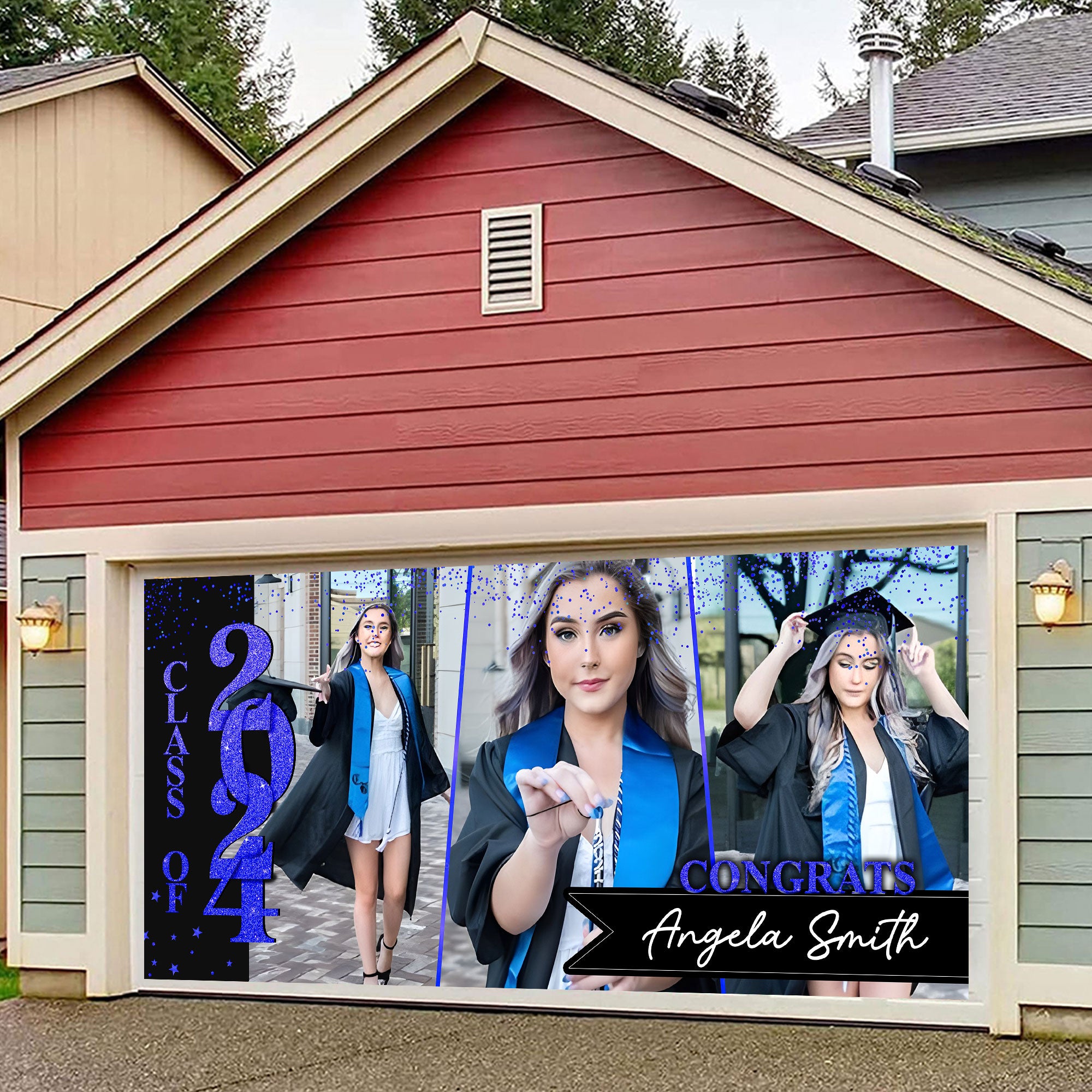 Class Of 2024 Congrats, Custom Color, Your Photo And Name Single Garage, Garage Door Banner Covers - Garage Door Banner Decorations