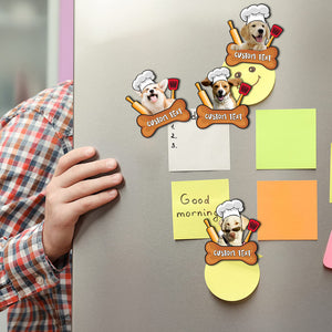 Dog Chef Custom Photo And Name - Personalized Fridge Magnet - Gift For Pet Lovers