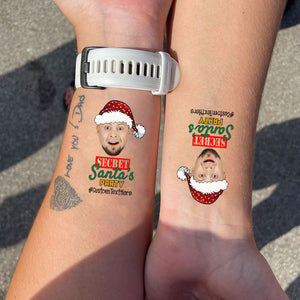 Santa's Party, Custom Photo And Text Temporary Tattoo, Personalized Tattoo, Fake Tattoo