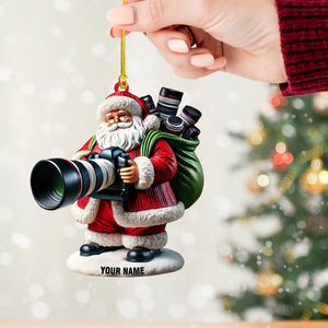 Santa Photographer Home Decor Christmas Ornament, Personalized Ornament