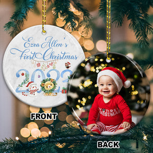 Baby First Christmas - Custom Photo And Name- Personalized 2 Sides Ceramic Ornament - Gift For Family, Christmas Gift