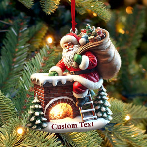 Custom Ornament, Santa On The Roof Ornament, Christmas Decor