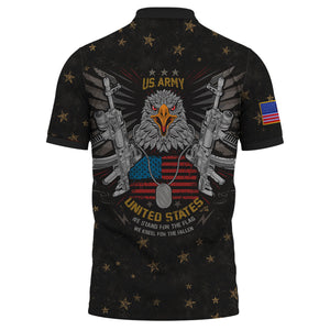 United States Army - We Stand For The Flag - We Kneel For The Fallen, Customized Text Polo Shirt, Gift For Veterans