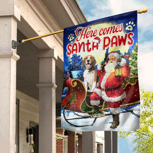 Here Comes Santa Paws - Custom Pet Photo And Name Flag - Christmas Gift, Gift For Pet Lovers