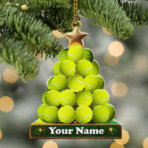 Tennis Ball Tree Christmas Ornament, Personalized Ornament