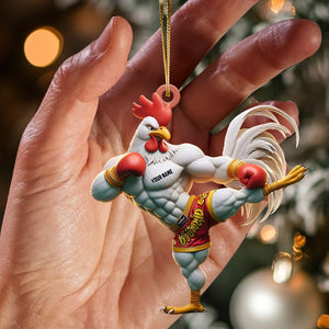 Chicken Muay Thai Christmas Ornament, Personalized Ornament