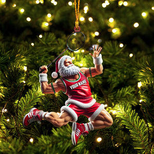 Santa Plays Badminton Christmas Ornament, Personalized Ornament