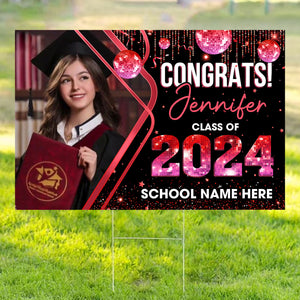 Congrats Class Of 2024, Custom Photo And Texts, Personalized Lawn Sign, Yard Sign, Gift For Graduation