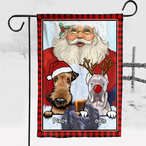 Santa With Christmas Dog - Custom Dog And Name Flag - Christmas Gift, Gift For Pet Lovers