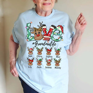 Love Grandma Life, Family Deer - Custom Name - Personalized T-Shirt - Family Gift