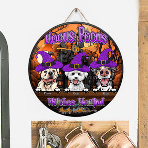 Hocus Pocus Co - Witches Wanted Apply Within - Personalized Funny Wooden Door Sign - Halloween For Dogs - Halloween Gift