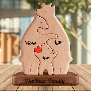 Personalized Wooden Bears Family - Puzzle Wooden Bears Family - Wooden Pet Carvings