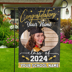 Congratulations Class Of 2024 - Custom Photo And Texts Graduation Flag - Graduation Gift