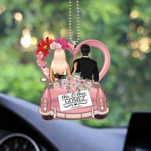 Married Couple  - Custom Appearance And Name, Personalized Car Acrylic Ornament - Gift For Couple