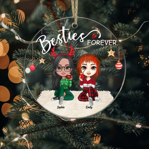 Christmas Besties Forever - Personalized Acrylic Ornament - Gift For Family, Xmas Gift