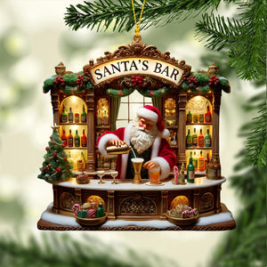 Santa's Bar Christmas Ornament, Bartender Ornament, Personalized Ornament