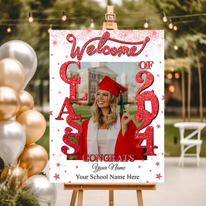 Custom Class Of 2024 - Graduation Party Welcome Sign - Custom Photo Grad Party Sign - Personalized Graduation Decoration - Graduation Sign