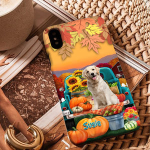 Autumn Dog On Car - Cutie Puppy - Custom Photo And Name - Personalized Phone Case, Gift For Pet Lover