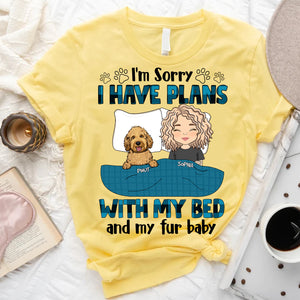 Personalized Dog T-Shirt - I Have Plans With My Bed Shirt - Custom Appearance And Name - Gift for Dog Lovers