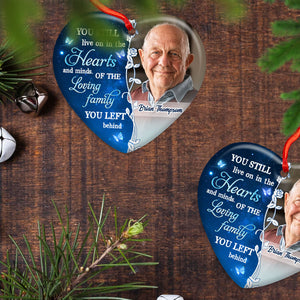 You Still Live On In The Heart  - Personalized Heart Ceramic Ornament - Memorial Gift