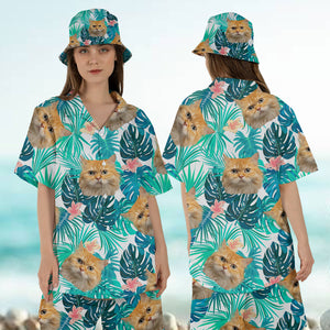 Personalized Cutie Kitty Hawaiian Shirt, Custom Pet Photo Gift