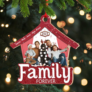 Family Forever, Custom Photo And Name - Personalized Custom Shaped Wooden Ornament - Gift For Family