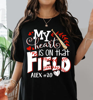 My Heart Is On That Field - Personalized T-Shirt, Gift For Baseball Lovers