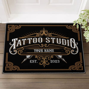 Personalized Tattoo DoorMats, Tatto Studio, Custom Name Welcome DoorMats