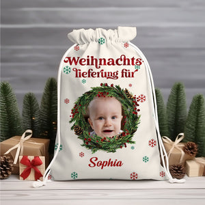 Weihnachts Lieferung Fur Custom Photo And Text, Personalized String Bag, Christmas Gift