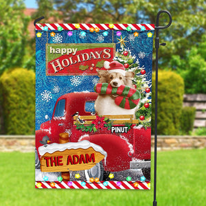 Happy Holidays Pet Gift On Car - Custom Pet Photo And Name Flag - Christmas Gift, Gift For Pet Lovers