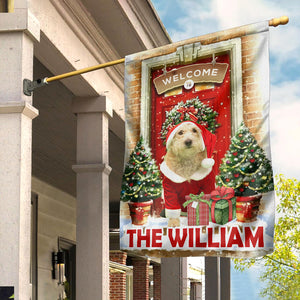 Welcome To Pet Christmas House - Custom Pet Photo And Name Flag - Christmas Gift, Gift For Pet Lovers