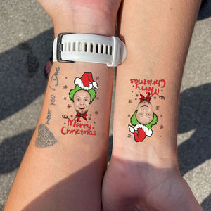 Merry Christmas, Custom Photo Temporary Tattoo, Personalized Tattoo, Fake Tattoo